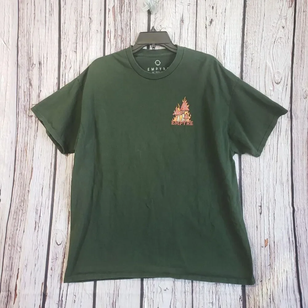 Empyre Dragon Tower Graphic Magic Mushrooms Moon T-Shirt Mens XL 100% Cotton - Picture 3 of 4